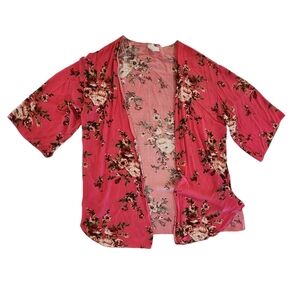 Honeyme Pink Floral Kimono - Women's Size Small
